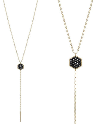 Crystal Hexagon Y Drop Necklace - Bray and Em Boutique