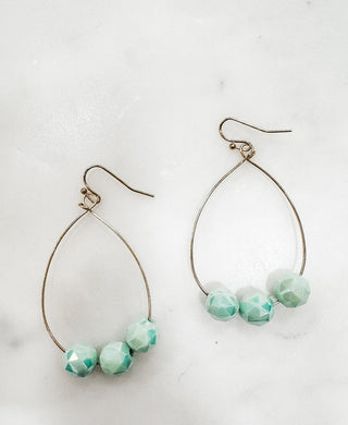 Crystal Stone Teardrop Hoop Earrings - Bray and Em Boutique