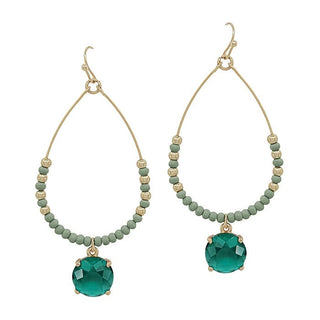 Crystal Teardrop with Stone Earring - Bray and Em Boutique