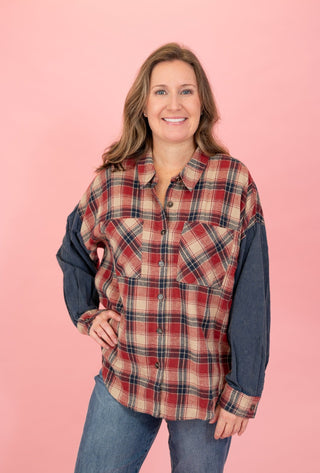 Cutest Vibe Button Up Plaid Top - Bray and Em Boutique