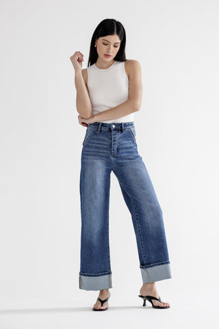 MICA: Denim Gem Super HR Wide Cuffed Jean