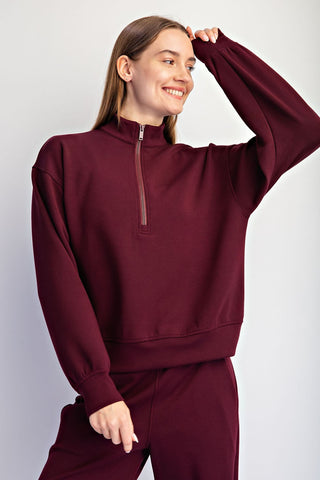 Modal Scuba Quarter Zip Long Sleeve Top