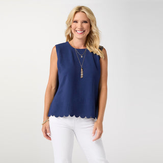 Daphne Tie Back Tank with Scallop - Bray and Em Boutique