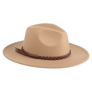 Debbie Braided Trim Wide Brim Fedora - Bray and Em Boutique