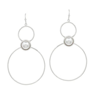 Double Circle and Pearl Accent Earrings - Bray and Em Boutique