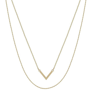 Double Layer Matte Thin V Shape Necklace - Bray and Em Boutique