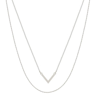 Double Layer Matte Thin V Shape Necklace - Bray and Em Boutique