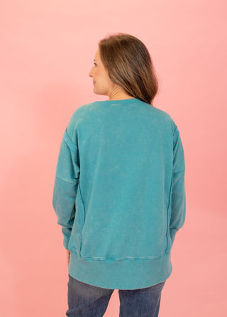 Double Take Washed Crewneck Sweatshirt - Bray and Em Boutique