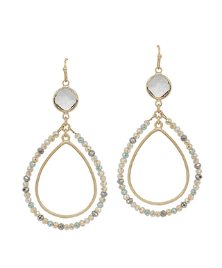 Double Teardrop Beads Crystal Accent Earring - Bray and Em Boutique