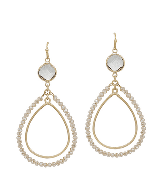 Double Teardrop Beads Crystal Accent Earring - Bray and Em Boutique