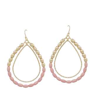 Double Teardrop Wood Beaded Earrings - Bray and Em Boutique