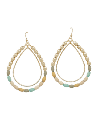 Double Teardrop Wood Beaded Earrings - Bray and Em Boutique