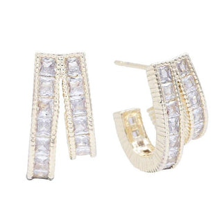 Double the Dazzle Gold Crystal Hoop Earrings - Bray and Em Boutique