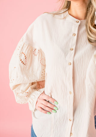 Draw Attention Embroidered Lace Sleeve Top - Bray and Em Boutique