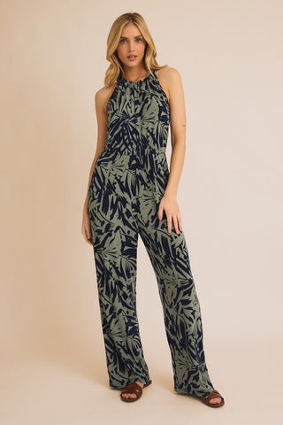 Dream Catching Leaf Print Jumpsuit - Bray and Em Boutique
