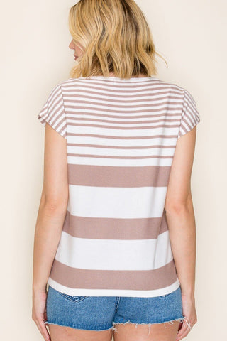 Dreamy Mix Striped Short Sleeve Sweater - Bray and Em Boutique