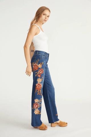 Driftwood HR Dancing Blooms Wide Leg Jeans - Bray and Em Boutique