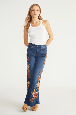 Driftwood HR Dancing Blooms Wide Leg Jeans - Bray and Em Boutique