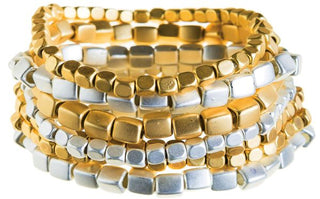 Element Aura Two Tone Square Bead Bracelet Set - Bray and Em Boutique