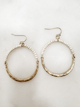 Ellie Beaded And Hammered Hoop Earrings - Bray and Em Boutique