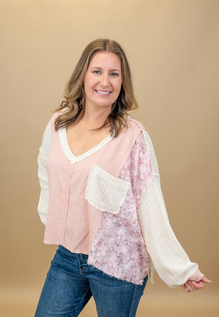 Endless Thoughts Floral Patch Top - Bray and Em Boutique