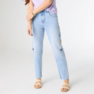 EverStretch Straight Ankle Embroidered Jean - Bray and Em Boutique