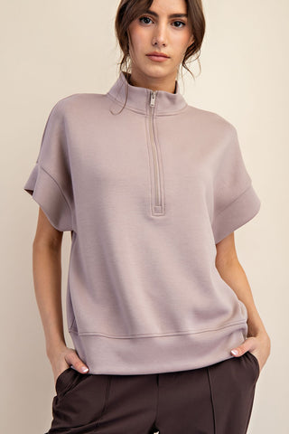 Could It Be Quarter Zip Short Sleeve Top
