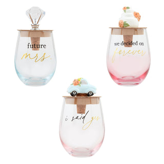 Engaged Wine Glass & Stopper Sets