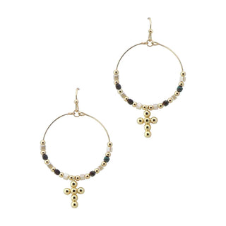 Faith & Grace Beaded Cross Hoop Earrings - Bray and Em Boutique