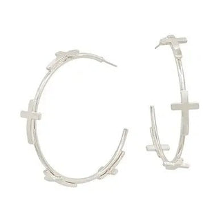 Faithful Cross Hoop Earrings - Bray and Em Boutique