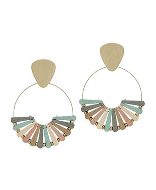 Fanned Shape Wood & Metal Post Earring - Bray and Em Boutique