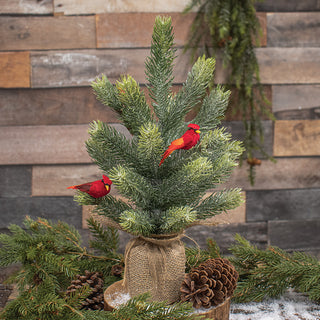 Glittered Pine Tree with Cardinals
