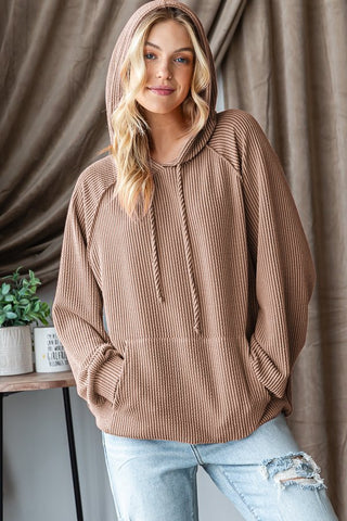 FINAL SALE: Darling Mae Ribbed Hooded Top - Bray and Em Boutique