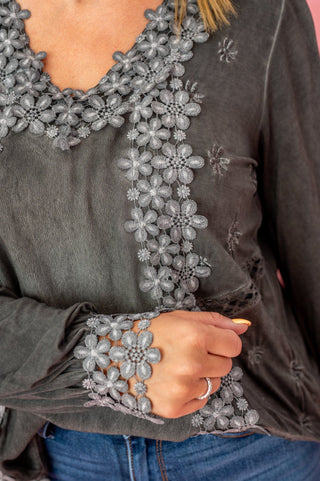 FINAL SALE POL: Feminine Embroidery Top - Bray and Em Boutique