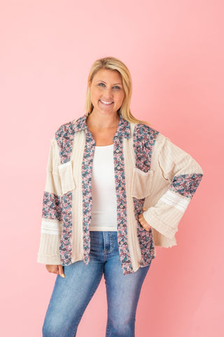 FINAL SALE POL: Flower Patch Button Top - Bray and Em Boutique