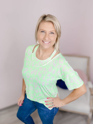FINAL SALE Sew In Love: Neon Cheetah Halter Tee - Bray and Em Boutique