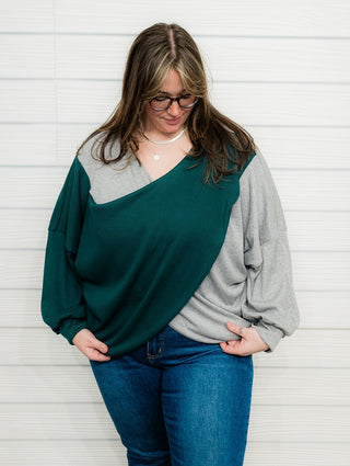 Final Sale: The Emerald Breeze Color - Block Sweater - Bray and Em Boutique