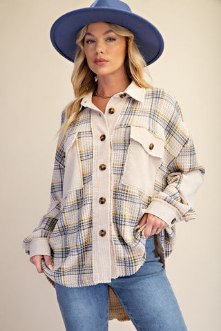 Firelight Plaid Corduroy Shacket - Bray and Em Boutique