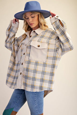 Firelight Plaid Corduroy Shacket - Bray and Em Boutique