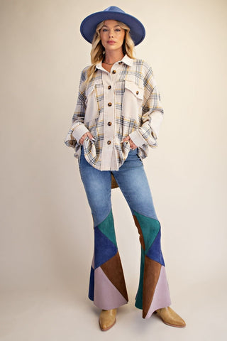 Firelight Plaid Corduroy Shacket - Bray and Em Boutique