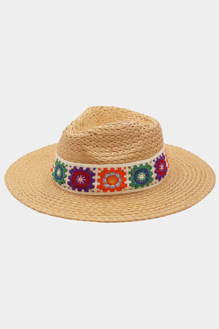 Floral Crochet Band Straw Hat - Bray and Em Boutique