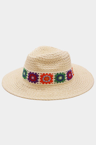 Floral Crochet Band Straw Hat - Bray and Em Boutique