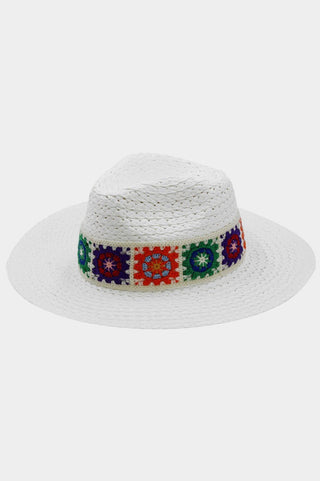 Floral Crochet Band Straw Hat - Bray and Em Boutique