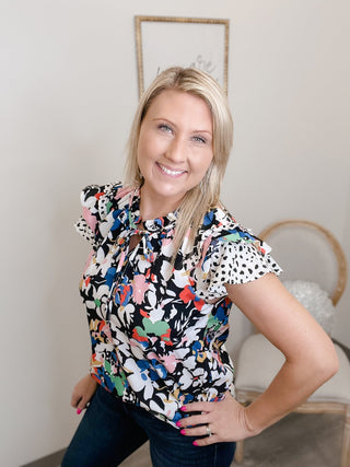 Floral Double Flutter Top - Bray and Em Boutique