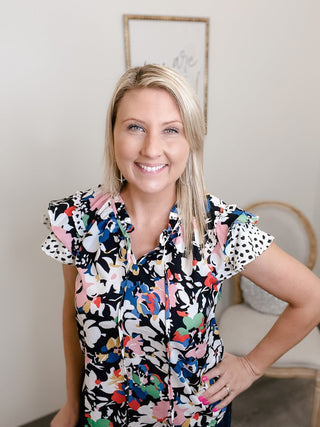 Floral Double Flutter Top - Bray and Em Boutique