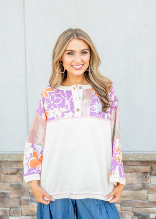 Floral Escapade Button Front Top - Bray and Em Boutique