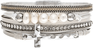 Fresh Water Pearl and Cross Magnetic Bracelet - Bray and Em Boutique
