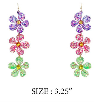 Full Bloom Glitter Flower Earrings - Bray and Em Boutique