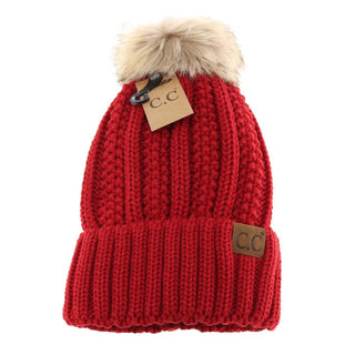Fur Lined And Fur Pom Beanie - Bray and Em Boutique