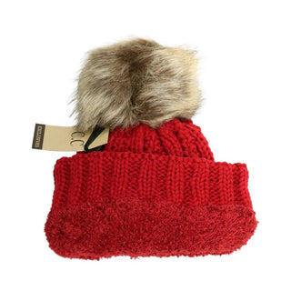 Fur Lined And Fur Pom Beanie - Bray and Em Boutique